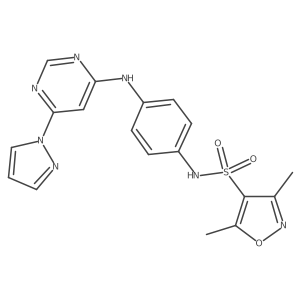 N-(4-((6-(1H-pyrazol-1-yl)pyrimidin-4-yl)amino)phenyl)-3,5-dimethylisoxazole-4-sulfonamide结构式