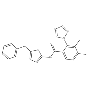 N-(5-benzyl-1,3,4-thiadiazol-2-yl)-3,4-dimethyl-2-(1H-tetrazol-1-yl)benzamide结构式