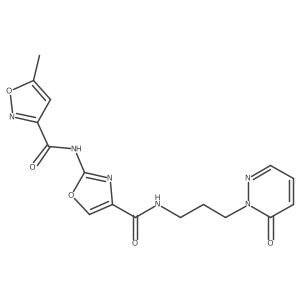 5-methyl-N-(4-((3-(6-oxopyridazin-1(6H)-yl)propyl)carbamoyl)oxazol-2-yl)isoxazole-3-carboxamide结构式