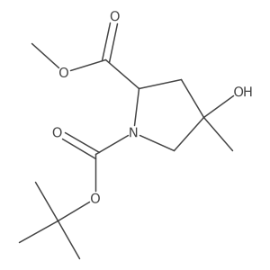 O1-tert-butyl O2-methyl (2S)-4-hydroxy-4-methyl-pyrrolidine-1,2-dicarboxylate结构式
