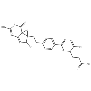(2S)-2-[[4-[2-(8-amino-4-hydroxy-10-oxo-2-oxa-5,7,9-triazatricyclo[4.4.0.01,3]deca-5,7-dien-3-yl)ethyl]benzoyl]amino]pentanedioic acid Structure