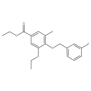 Ethyl 3-ethoxy-4-((3-fluorobenzyl)oxy)-5-iodobenzoate Structure