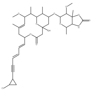 (3aR,4S,6R,7R,7aR)-6-[[(1R,5R,7E,9R,10R,11R,12R,13S)-5-[(1E,3E)-6-[(1S,2R)-2-chlorocyclopropyl]hexa-1,3-dien-5-ynyl]-1-hydroxy-9-methoxy-7,10,12-trimethyl-3-oxo-4,15-dioxabicyclo[9.3.1]pentadec-7-en-13-yl]oxy]-7-methoxy-4,7a-dimethyl-3a,4,6,7-tetrahydro-3H-pyrano[3,4-d][1,3]oxazol-2-one Structure