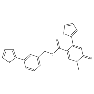 1-methyl-6-oxo-4-(thiophen-2-yl)-N-((2-(thiophen-2-yl)pyridin-4-yl)methyl)-1,6-dihydropyridine-3-carboxamide结构式