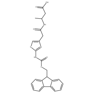 (3S)-3-{2-[2-({[(9H-fluoren-9-yl)methoxy]carbonyl}amino)-1,3-thiazol-4-yl]acetamido}butanoic acid结构式