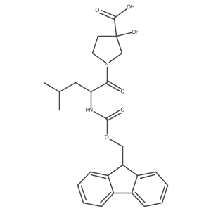 1-[(2S)-2-({[(9H-fluoren-9-yl)methoxy]carbonyl}amino)-4-methylpentanoyl]-3-hydroxypyrrolidine-3-carboxylic acid Structure