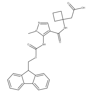 2-{1-[5-({[(9H-fluoren-9-yl)methoxy]carbonyl}amino)-1-methyl-1H-pyrazole-4-amido]cyclobutyl}acetic acid结构式
