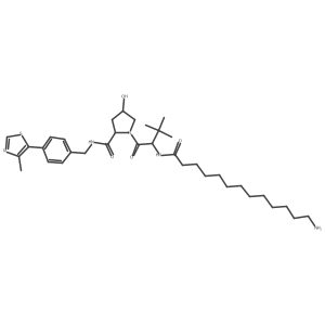 (2S,4R)-1-[(2S)-2-(13-aminotridecanoylamino)-3,3-dimethyl-butanoyl]-4-hydroxy-N-[[4-(4-methylthiazol-5-yl)phenyl]methyl]pyrrolidine-2-carboxamide结构式