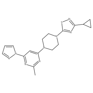 4-[4-(3-cyclopropyl-1,2,4-thiadiazol-5-yl)piperazin-1-yl]-2-methyl-6-(1H-pyrazol-1-yl)pyrimidine Structure