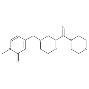 1-Methyl-4-{[2-(thiomorpholine-4-carbonyl)morpholin-4-yl]methyl}-1,2-dihydropyridin-2-one结构式