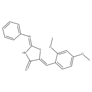 (2E,5Z)-5-(2,4-dimethoxybenzylidene)-2-(phenylimino)-1,3-thiazolidin-4-one结构式