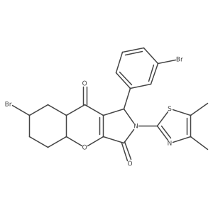7-bromo-1-(3-bromophenyl)-2-(4,5-dimethyl-1,3-thiazol-2-yl)-4a,5,6,7,8,8a-hexahydro-1H-chromeno[2,3-c]pyrrole-3,9-dione结构式