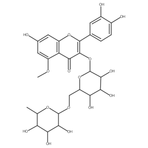 3-[[6-O-(6-Deoxy-I+/--L-mannopyranosyl)-I(2)-D-glucopyranosyl]oxy]-2-(3,4-dihydroxyphenyl)-7-hydroxy-5-methoxy-4H-1-benzopyran-4-one Structure