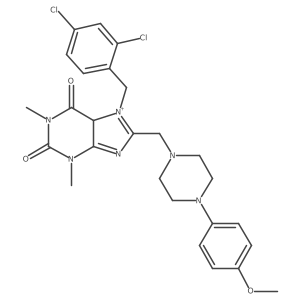 7-[(2,4-dichlorophenyl)methyl]-8-[[4-(4-methoxyphenyl)piperazin-1-yl]methyl]-1,3-dimethyl-5H-purin-3-ium-2,6-dione Structure