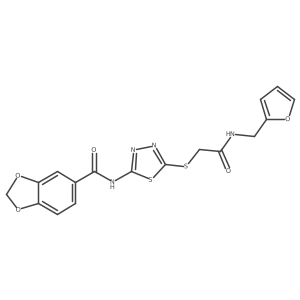 N-[5-[[2-(2-furanylmethylamino)-2-oxoethyl]thio]-1,3,4-thiadiazol-2-yl]-1,3-benzodioxole-5-carboxamide Structure