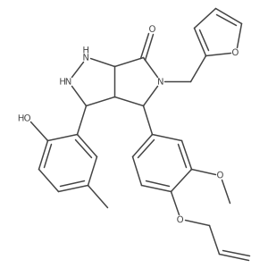 5-(Furan-2-ylmethyl)-3-(2-hydroxy-5-methylphenyl)-4-(3-methoxy-4-prop-2-enoxyphenyl)-1,2,3,3a,4,6a-hexahydropyrrolo[3,4-c]pyrazol-6-one Structure