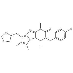 2-[(4-chlorophenyl)methyl]-4,7,8-trimethyl-6-(oxolan-2-ylmethyl)-9aH-purino[7,8-a]imidazol-6-ium-1,3-dione结构式