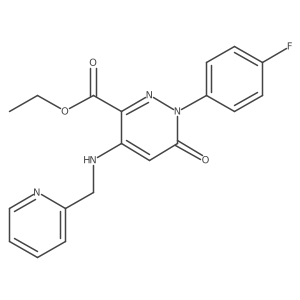 Ethyl 1-(4-fluorophenyl)-6-oxo-4-((pyridin-2-ylmethyl)amino)-1,6-dihydropyridazine-3-carboxylate结构式