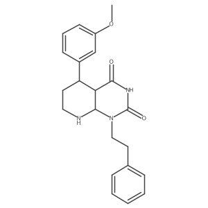 5-(3-Methoxyphenyl)-1-(2-phenylethyl)-4a,5,6,7,8,8a-hexahydropyrido[2,3-d]pyrimidine-2,4-dione结构式
