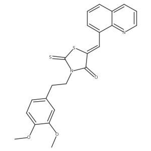 (5Z)-3-[2-(3,4-dimethoxyphenyl)ethyl]-5-(quinolin-8-ylmethylidene)-2-thioxo-1,3-thiazolidin-4-one结构式