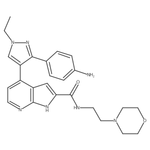 4-(3-(4-Aminophenyl)-1-ethyl-1H-pyrazol-4-yl)-N-(2-morpholinoethyl)-1H-pyrrolo[2,3-b]pyridine-2-carboxamide结构式