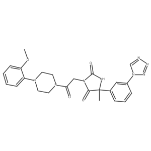 3-{2-[4-(2-methoxyphenyl)piperazin-1-yl]-2-oxoethyl}-5-methyl-5-[3-(1H-1,2,3,4-tetrazol-1-yl)phenyl]imidazolidine-2,4-dione结构式