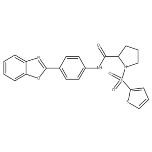 N-(4-(benzo[d]oxazol-2-yl)phenyl)-1-(thiophen-2-ylsulfonyl)pyrrolidine-2-carboxamide结构式