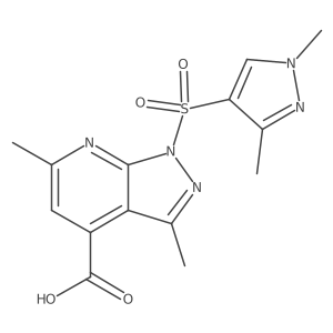 1-((1,3-Dimethyl-1H-pyrazol-4-yl)sulfonyl)-3,6-dimethyl-1H-pyrazolo[3,4-b]pyridine-4-carboxylic acid Structure