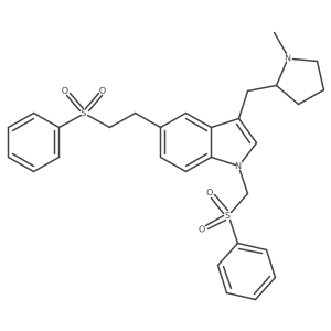 3-[[(2R)-1-Methyl-2-pyrrolidinyl]methyl]-1,5-bis[2-(phenylsulfonyl)ethyl]-1H-indole结构式