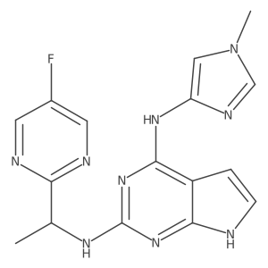 2-N-((1S)-1-(5-Fluoropyrimidin-2-yl)ethyl)-4-N-(1-methylimidazol-4-yl)-7H-pyrrolo(2,3-d)pyrimidine-2,4-diamine Structure
