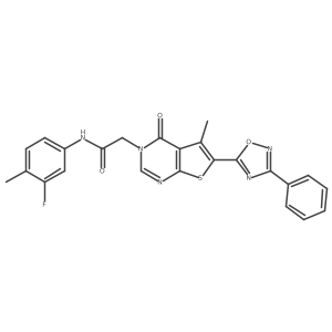 N-(3-fluoro-4-methylphenyl)-2-(5-methyl-4-oxo-6-(3-phenyl-1,2,4-oxadiazol-5-yl)thieno[2,3-d]pyrimidin-3(4H)-yl)acetamide结构式