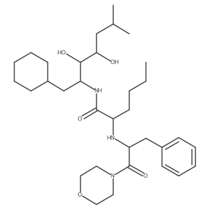 (2S)-N-[(2S,3R,4S)-1-cyclohexyl-3,4-dihydroxy-6-methylheptan-2-yl]-2-[[(2S)-1-morpholin-4-yl-1-oxo-3-phenylpropan-2-yl]amino]hexanamide结构式