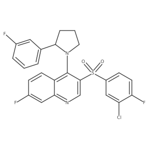 3-[(3-Chloro-4-fluorophenyl)sulfonyl]-7-fluoro-4-[2-(3-fluorophenyl)pyrrolidin-1-yl]quinoline Structure