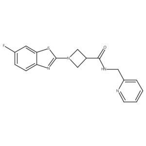 1-(6-fluorobenzo[d]thiazol-2-yl)-N-(pyridin-2-ylmethyl)azetidine-3-carboxamide结构式