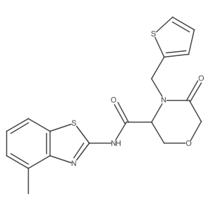 N-(4-methylbenzo[d]thiazol-2-yl)-5-oxo-4-(thiophen-2-ylmethyl)morpholine-3-carboxamide结构式