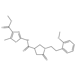 Methyl 2-[({1-[2-(2-methoxyphenyl)ethyl]-5-oxopyrrolidin-3-yl}carbonyl)amino]-5-methyl-1,3-thiazole-4-carboxylate结构式