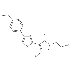 1-(2-hydroxyethyl)-5-imino-4-[4-(4-methoxyphenyl)-1,3-thiazol-2-yl]-2,5-dihydro-1H-pyrrol-3-ol结构式