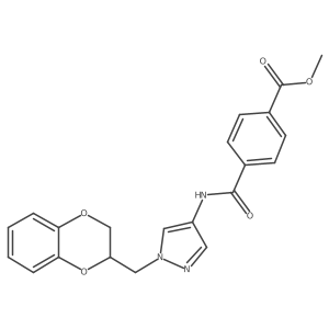 methyl 4-((1-((2,3-dihydrobenzo[b][1,4]dioxin-2-yl)methyl)-1H-pyrazol-4-yl)carbamoyl)benzoate Structure