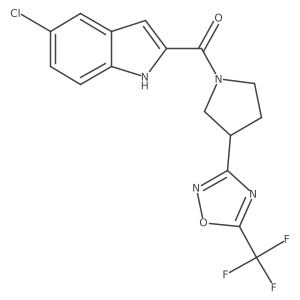 (5-chloro-1H-indol-2-yl)(3-(5-(trifluoromethyl)-1,2,4-oxadiazol-3-yl)pyrrolidin-1-yl)methanone结构式