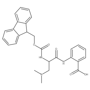 2-[(2S)-3-(dimethylamino)-2-({[(9H-fluoren-9-yl)methoxy]carbonyl}amino)propanamido]benzoic acid结构式