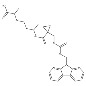 6-({1-[({[(9H-fluoren-9-yl)methoxy]carbonyl}amino)methyl]cyclopropyl}formamido)-2-methylheptanoic acid结构式