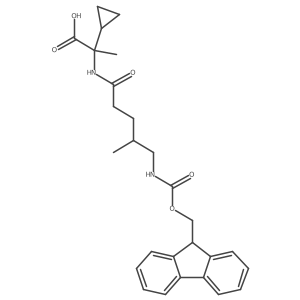 2-cyclopropyl-2-[5-({[(9H-fluoren-9-yl)methoxy]carbonyl}amino)-4-methylpentanamido]propanoic acid结构式