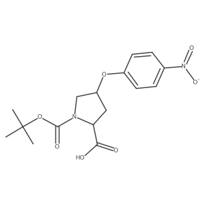 (2S,4S)-1-(Tert-butoxycarbonyl)-4-(4-nitro-phenoxy)-2-pyrrolidinecarboxylic acid结构式