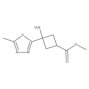 Methyl 3-amino-3-(5-methyl-1,3,4-thiadiazol-2-yl)cyclobutane-1-carboxylate结构式