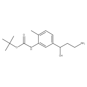 tert-butyl N-{5-[(1R)-3-amino-1-hydroxypropyl]-2-methylphenyl}carbamate Structure