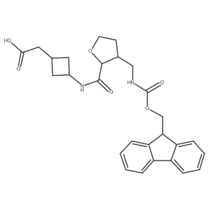 rac-2-{3-[(2R,3R)-3-[({[(9H-fluoren-9-yl)methoxy]carbonyl}amino)methyl]oxolane-2-amido]cyclobutyl}acetic acid Structure