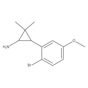 rac-(1R,3R)-3-(2-bromo-5-methoxyphenyl)-2,2-dimethylcyclopropan-1-amine结构式