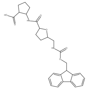 rac-(1R,2S)-2-{5-[({[(9H-fluoren-9-yl)methoxy]carbonyl}amino)methyl]oxolane-2-amido}cyclopentane-1-carboxylic acid Structure