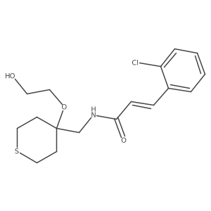 (E)-3-(2-chlorophenyl)-N-((4-(2-hydroxyethoxy)tetrahydro-2H-thiopyran-4-yl)methyl)acrylamide结构式