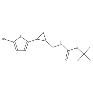 rac-tert-butyl N-{[(1R,2R)-2-(5-bromothiophen-2-yl)cyclopropyl]methyl}carbamate Structure